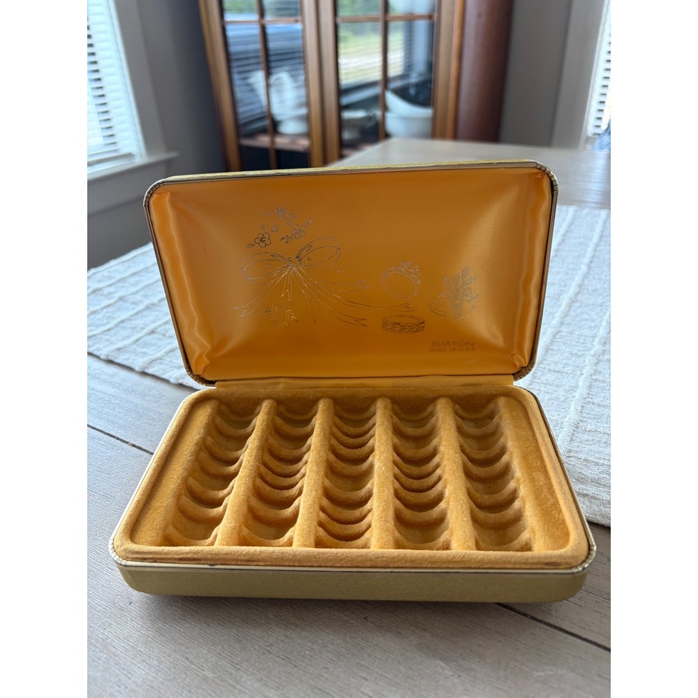 vintage Buxton travel jewelry box made in the USA gold